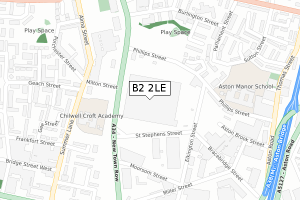 B2 2LE map - large scale - OS Open Zoomstack (Ordnance Survey)