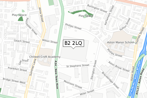 B2 2LQ map - large scale - OS Open Zoomstack (Ordnance Survey)