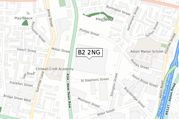 B2 2NG map - large scale - OS Open Zoomstack (Ordnance Survey)