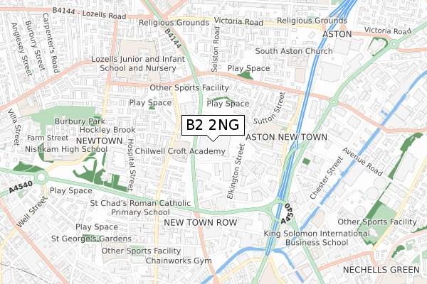 B2 2NG map - small scale - OS Open Zoomstack (Ordnance Survey)