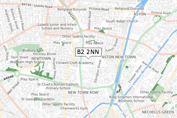 B2 2NN map - small scale - OS Open Zoomstack (Ordnance Survey)