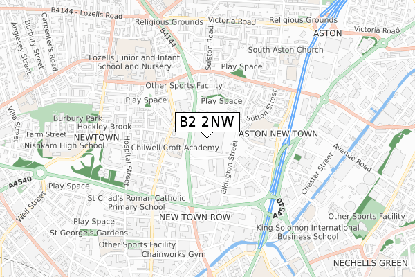 B2 2NW map - small scale - OS Open Zoomstack (Ordnance Survey)