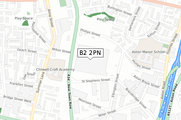 B2 2PN map - large scale - OS Open Zoomstack (Ordnance Survey)