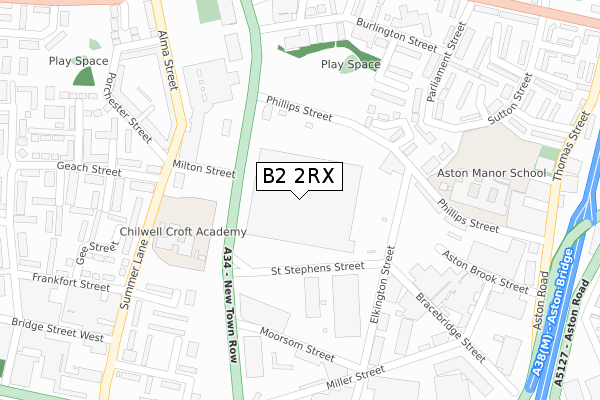 B2 2RX map - large scale - OS Open Zoomstack (Ordnance Survey)