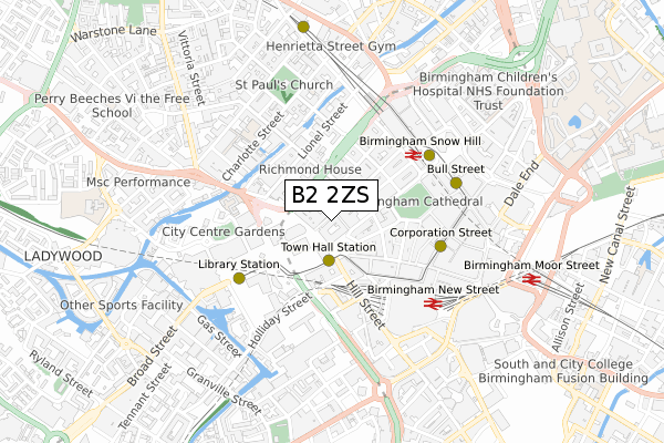 B2 2ZS map - small scale - OS Open Zoomstack (Ordnance Survey)