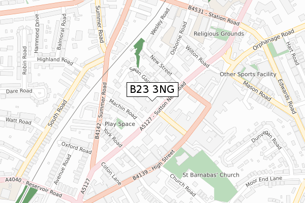 B23 3NG map - large scale - OS Open Zoomstack (Ordnance Survey)