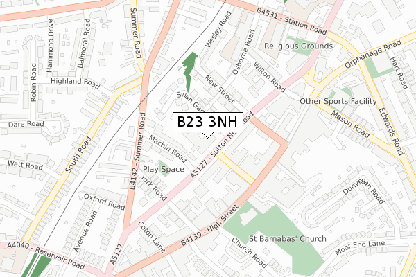 B23 3NH map - large scale - OS Open Zoomstack (Ordnance Survey)