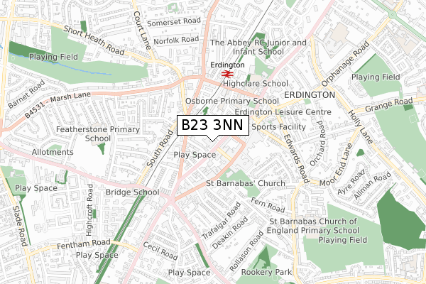 B23 3NN map - small scale - OS Open Zoomstack (Ordnance Survey)