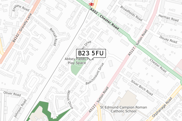 B23 5FU map - large scale - OS Open Zoomstack (Ordnance Survey)