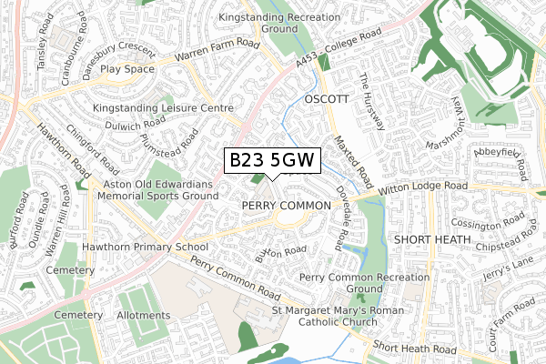 B23 5GW map - small scale - OS Open Zoomstack (Ordnance Survey)