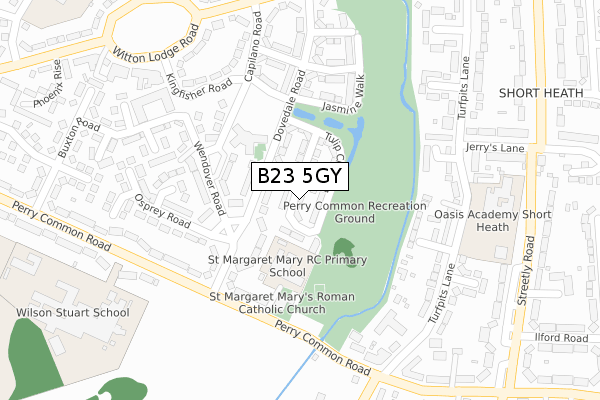 B23 5GY map - large scale - OS Open Zoomstack (Ordnance Survey)