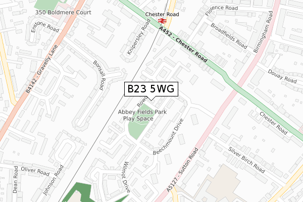 B23 5WG map - large scale - OS Open Zoomstack (Ordnance Survey)