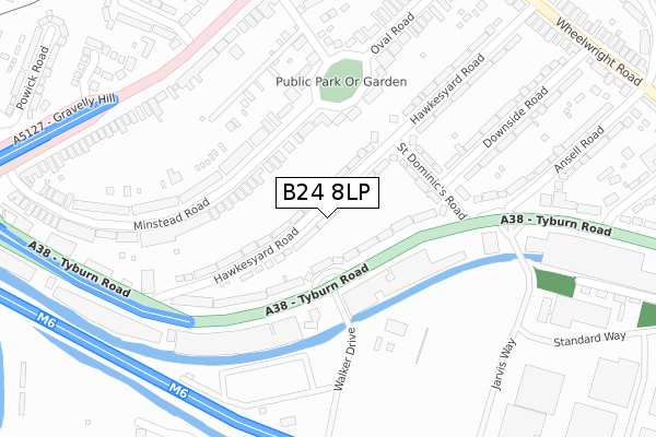 B24 8LP map - large scale - OS Open Zoomstack (Ordnance Survey)