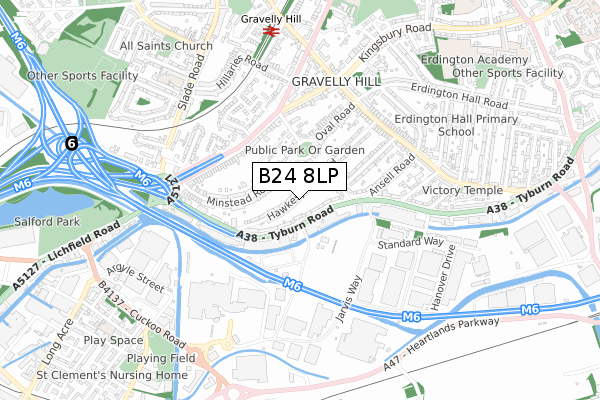 B24 8LP map - small scale - OS Open Zoomstack (Ordnance Survey)