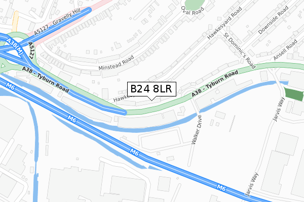 B24 8LR map - large scale - OS Open Zoomstack (Ordnance Survey)