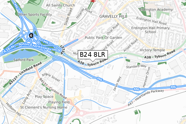 B24 8LR map - small scale - OS Open Zoomstack (Ordnance Survey)