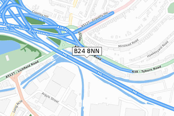 B24 8NN map - large scale - OS Open Zoomstack (Ordnance Survey)