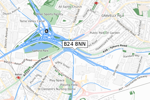 B24 8NN map - small scale - OS Open Zoomstack (Ordnance Survey)