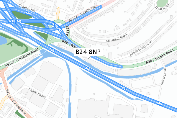 B24 8NP map - large scale - OS Open Zoomstack (Ordnance Survey)