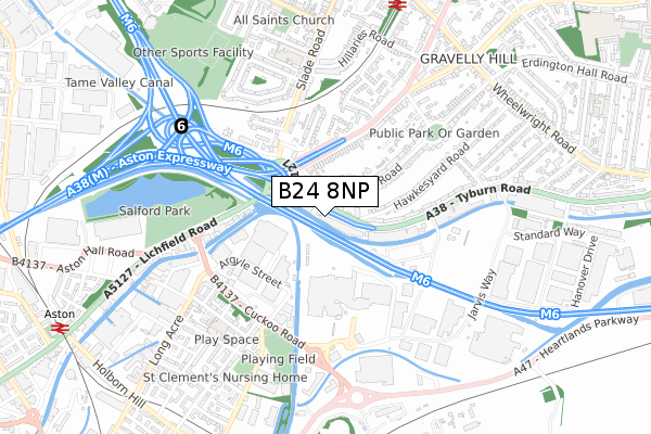 B24 8NP map - small scale - OS Open Zoomstack (Ordnance Survey)