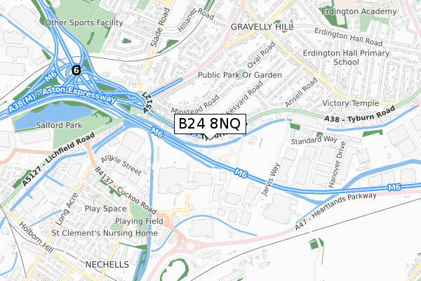 B24 8NQ map - small scale - OS Open Zoomstack (Ordnance Survey)