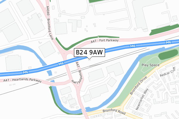 B24 9AW map - large scale - OS Open Zoomstack (Ordnance Survey)