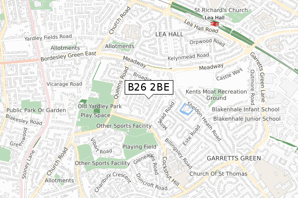 B26 2BE map - small scale - OS Open Zoomstack (Ordnance Survey) B26 2BE map - small scale - OS Open Zoomstack (Ordnance Survey)