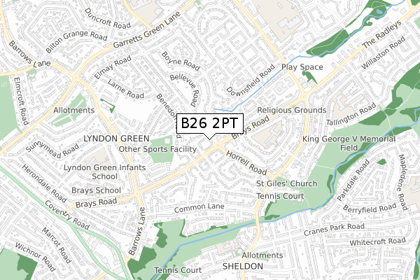 B26 2PT map - small scale - OS Open Zoomstack (Ordnance Survey)