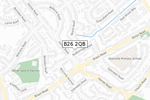 B26 2QB map - large scale - OS Open Zoomstack (Ordnance Survey)