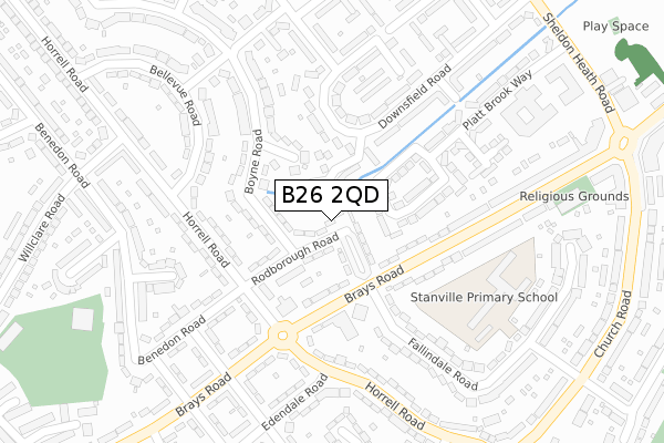 B26 2QD map - large scale - OS Open Zoomstack (Ordnance Survey)