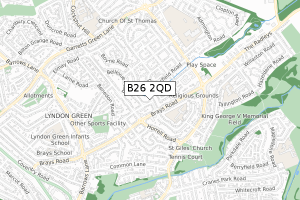 B26 2QD map - small scale - OS Open Zoomstack (Ordnance Survey)