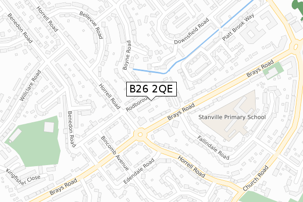 B26 2QE map - large scale - OS Open Zoomstack (Ordnance Survey)