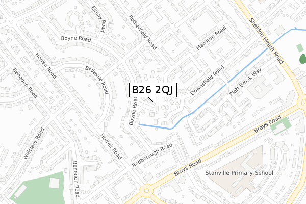 B26 2QJ map - large scale - OS Open Zoomstack (Ordnance Survey)