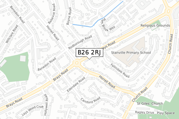 B26 2RJ map - large scale - OS Open Zoomstack (Ordnance Survey)