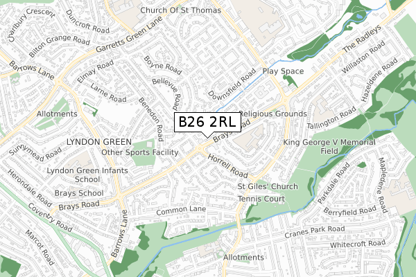 B26 2RL map - small scale - OS Open Zoomstack (Ordnance Survey)