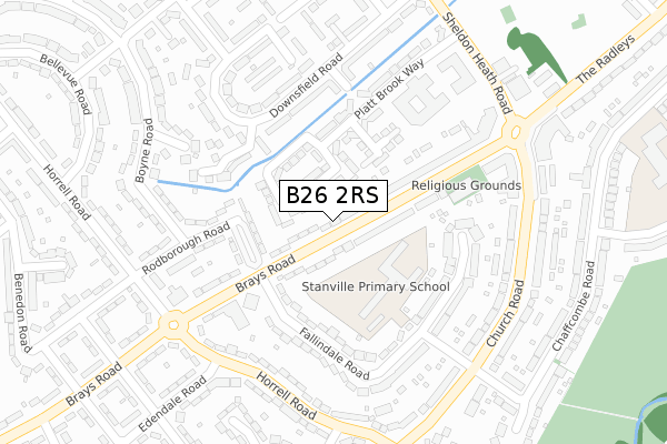 B26 2RS map - large scale - OS Open Zoomstack (Ordnance Survey)