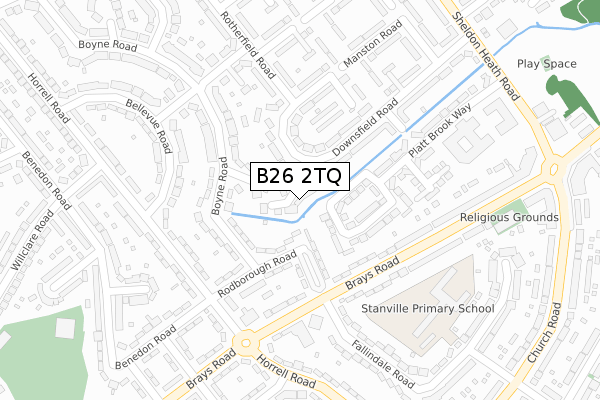 B26 2TQ map - large scale - OS Open Zoomstack (Ordnance Survey)