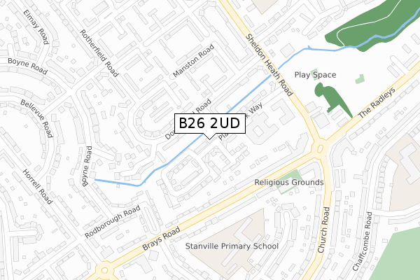 B26 2UD map - large scale - OS Open Zoomstack (Ordnance Survey)