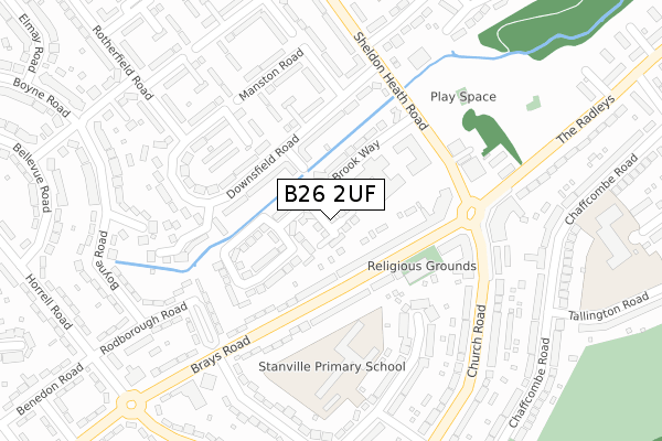 B26 2UF map - large scale - OS Open Zoomstack (Ordnance Survey)