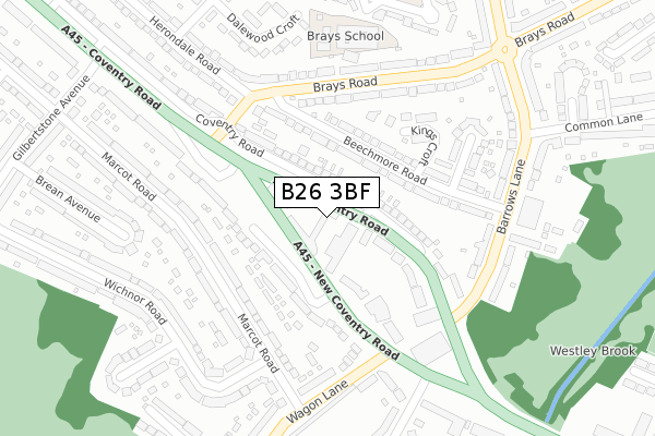 B26 3BF map - large scale - OS Open Zoomstack (Ordnance Survey)