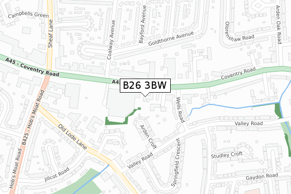 B26 3BW map - large scale - OS Open Zoomstack (Ordnance Survey)