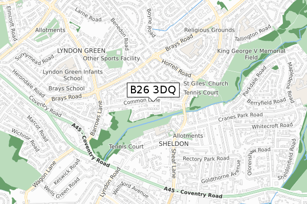 B26 3DQ map - small scale - OS Open Zoomstack (Ordnance Survey)