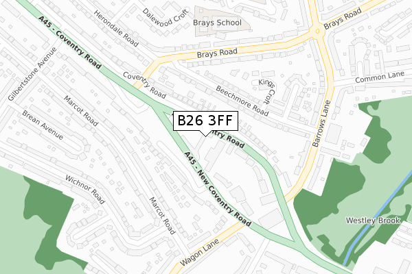 B26 3FF map - large scale - OS Open Zoomstack (Ordnance Survey)