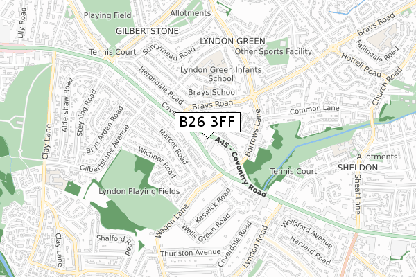 B26 3FF map - small scale - OS Open Zoomstack (Ordnance Survey)