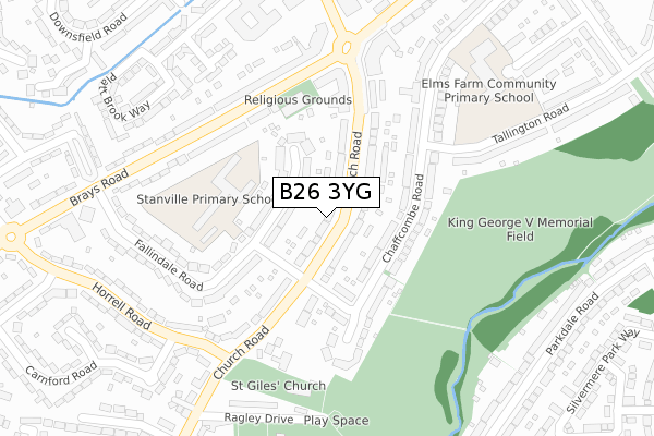 B26 3YG map - large scale - OS Open Zoomstack (Ordnance Survey)