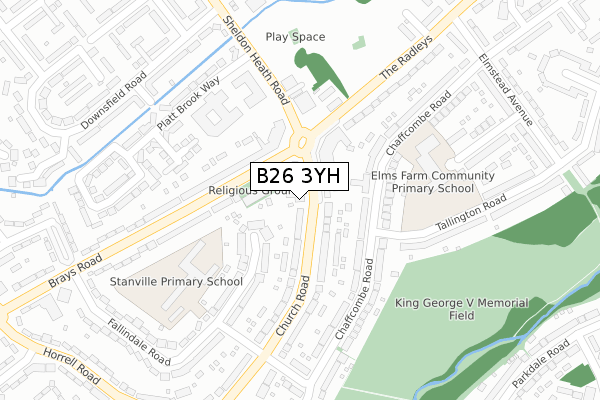 B26 3YH map - large scale - OS Open Zoomstack (Ordnance Survey)