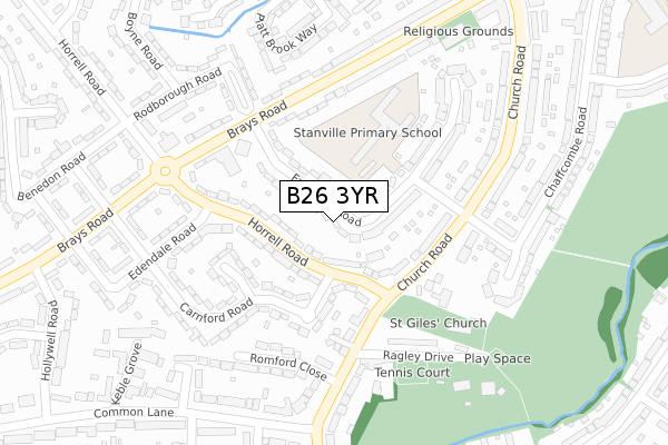 B26 3YR map - large scale - OS Open Zoomstack (Ordnance Survey)