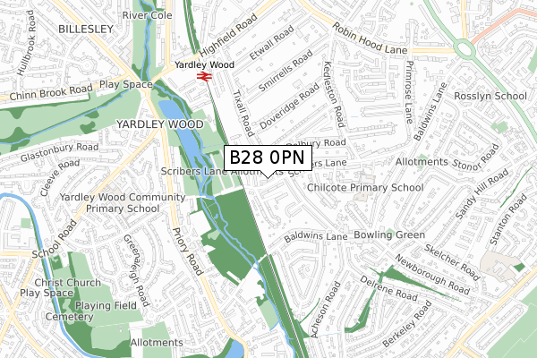 B28 0PN map - small scale - OS Open Zoomstack (Ordnance Survey)