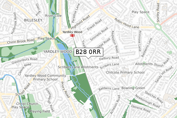 B28 0RR map - small scale - OS Open Zoomstack (Ordnance Survey)