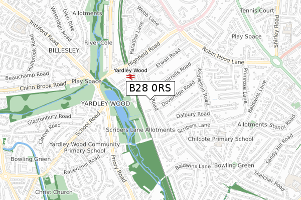 B28 0RS map - small scale - OS Open Zoomstack (Ordnance Survey)